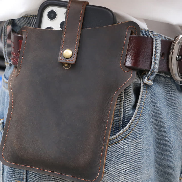 Sac ceinture en cuir rétro pratique pour téléphone portable