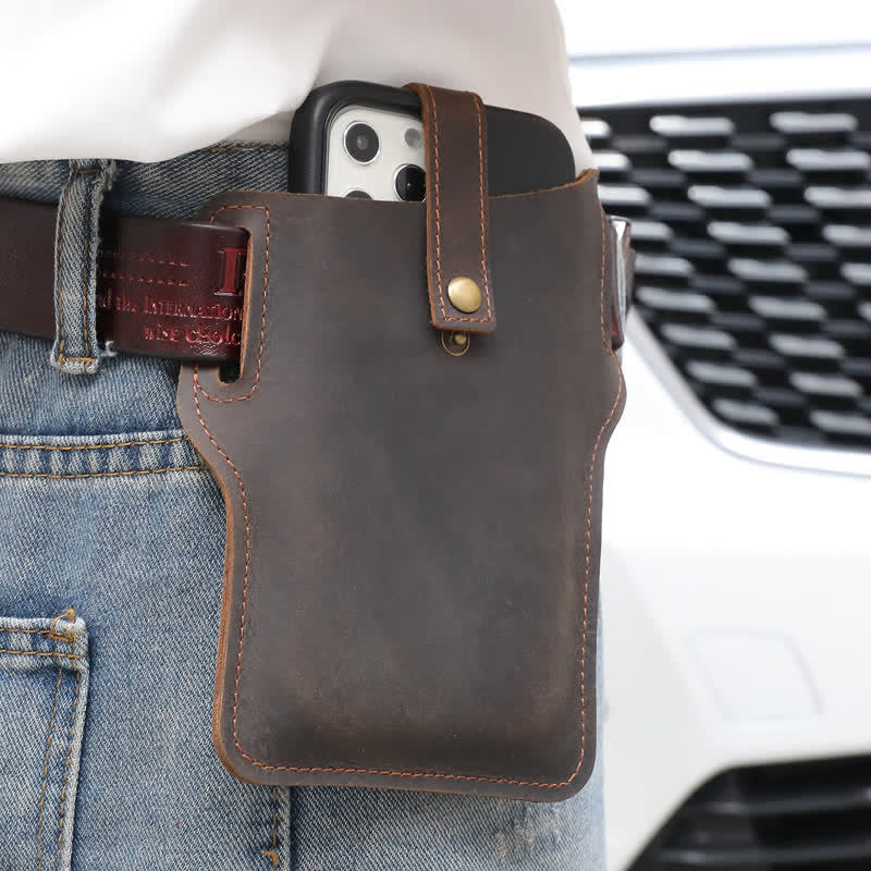 Sac ceinture en cuir rétro pratique pour téléphone portable