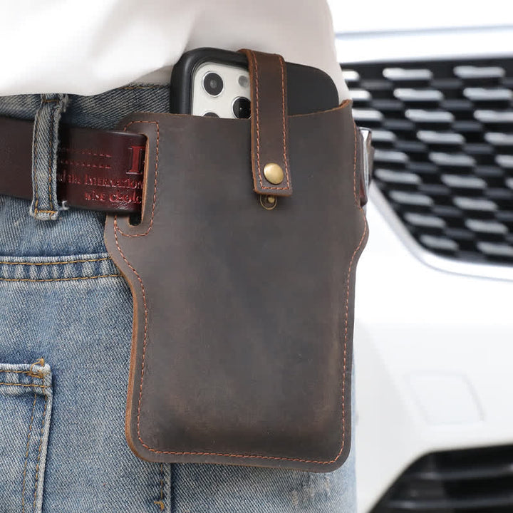 Sac ceinture en cuir rétro pratique pour téléphone portable