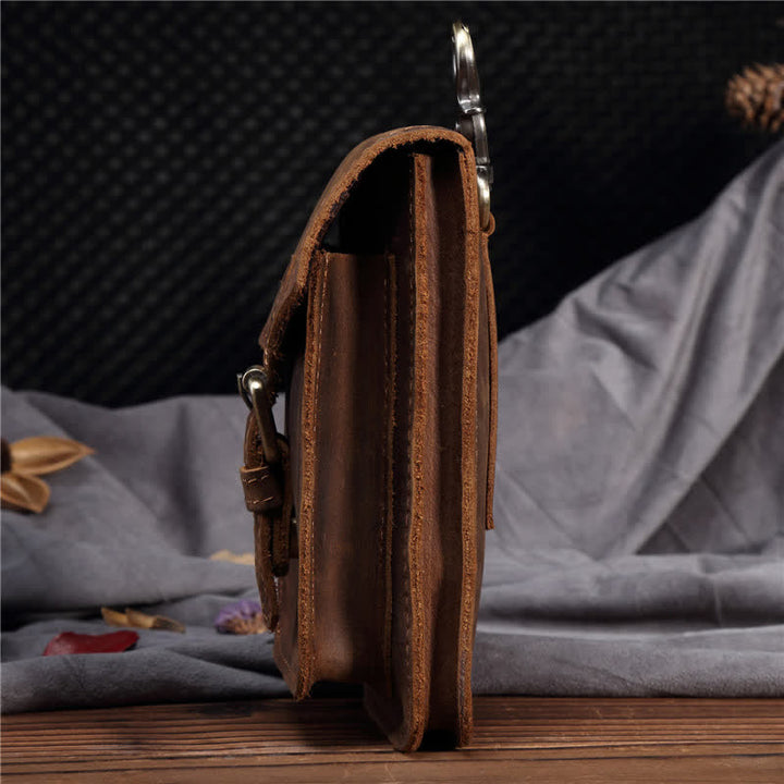 Sac ceinture en cuir avec crochet pour sac à dos de voyage