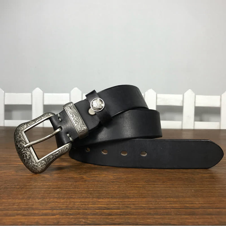Ceinture en cuir à boucle avec motif floral indien gravé
