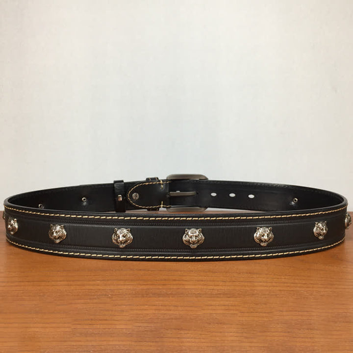 Ceinture en cuir cloutée à rivets en forme de tigre unique