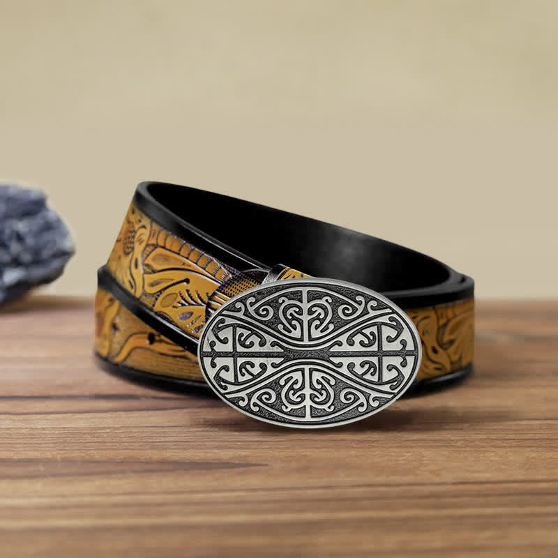 Ceinture en cuir à boucle pour homme avec motif croix celtique