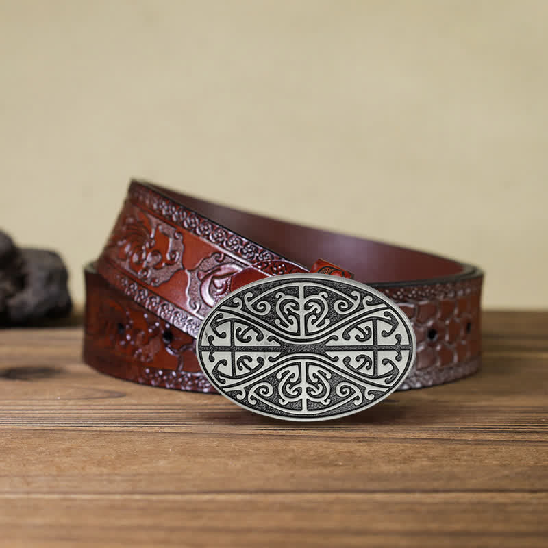 Ceinture en cuir à boucle pour homme avec motif croix celtique