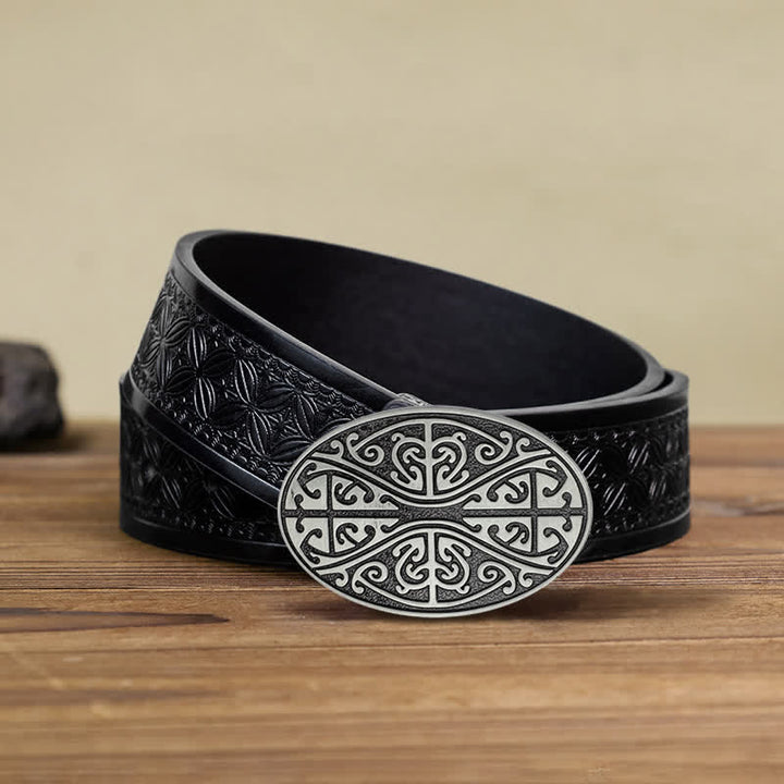 Ceinture en cuir à boucle pour homme avec motif croix celtique