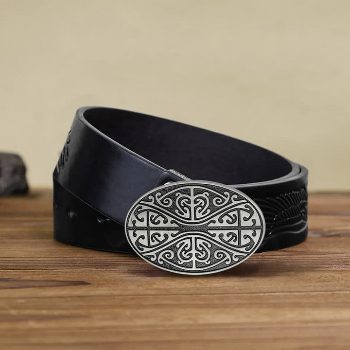Ceinture en cuir à boucle pour homme avec motif croix celtique