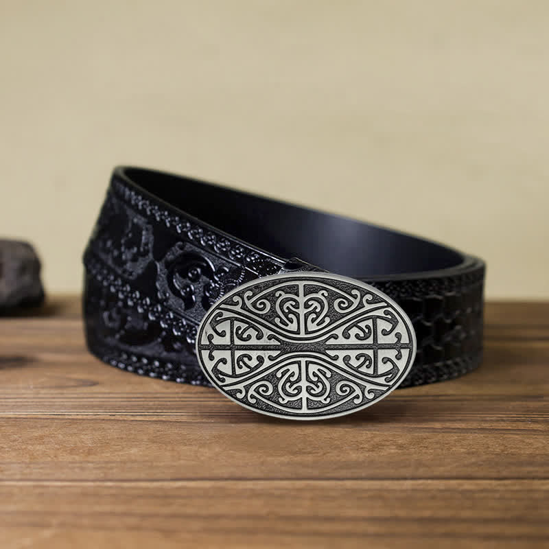 Ceinture en cuir à boucle pour homme avec motif croix celtique