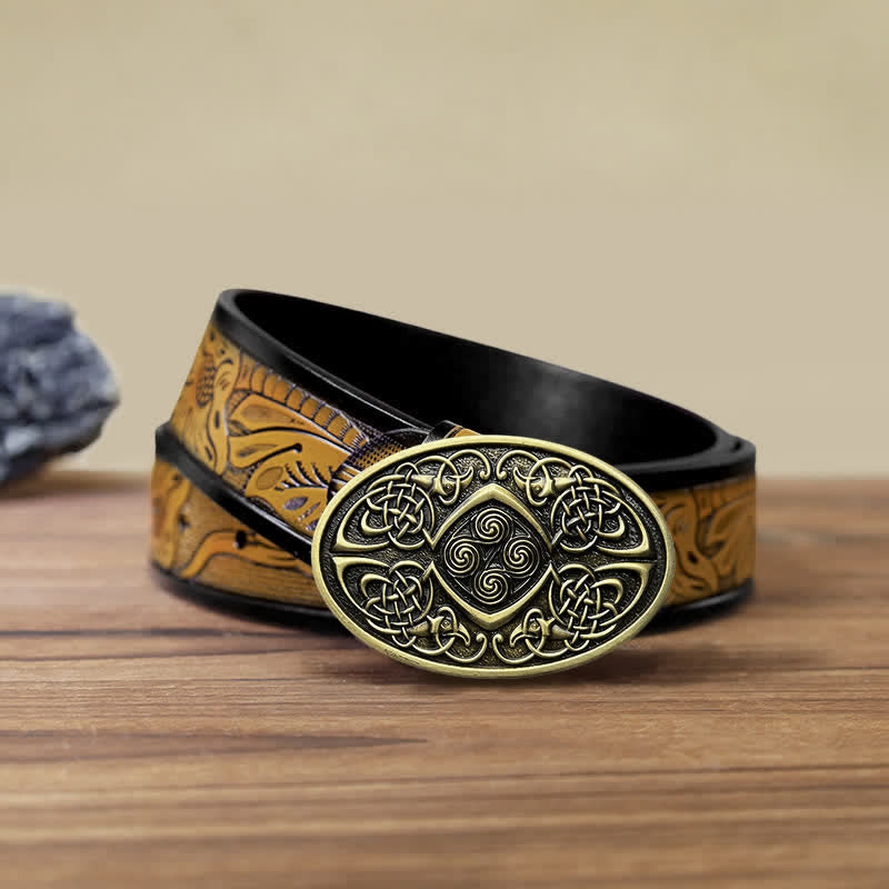 Ceinture en cuir à boucle celtique Viking DIY pour homme