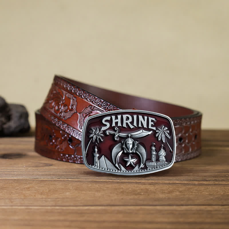 Ceinture en cuir émaillé pour homme, motif sanctuaire franc-maçon