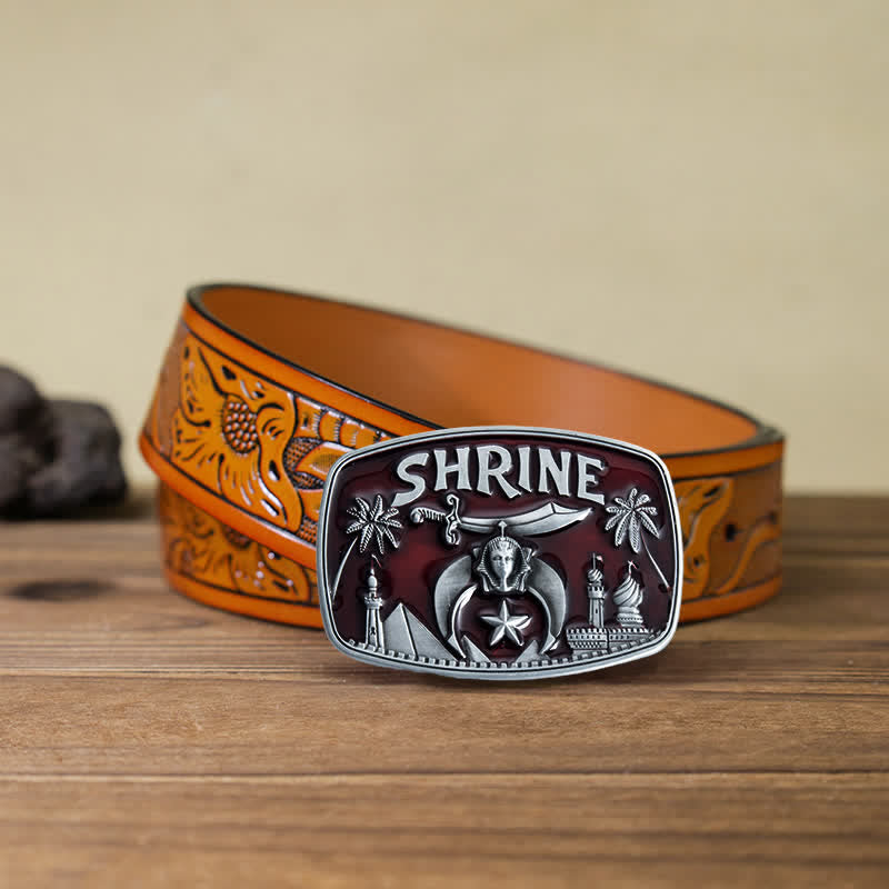 Ceinture en cuir émaillé pour homme, motif sanctuaire franc-maçon