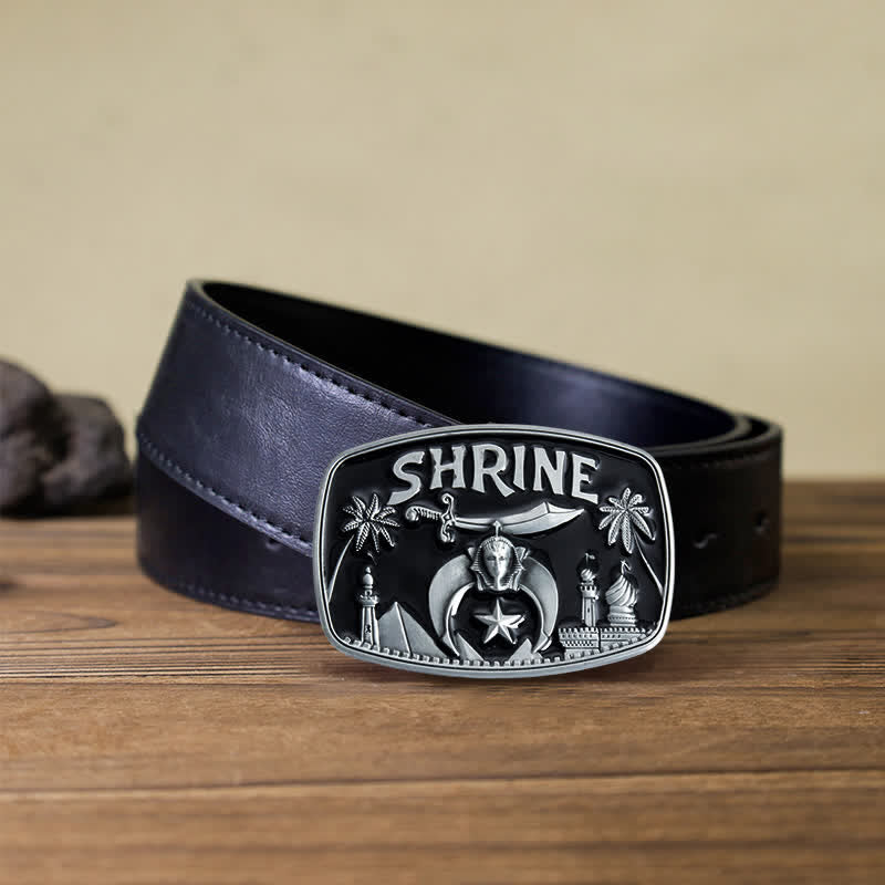 Ceinture en cuir émaillé pour homme, motif sanctuaire franc-maçon
