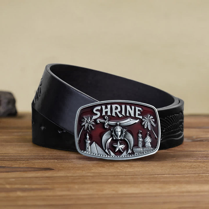 Ceinture en cuir émaillé pour homme, motif sanctuaire franc-maçon