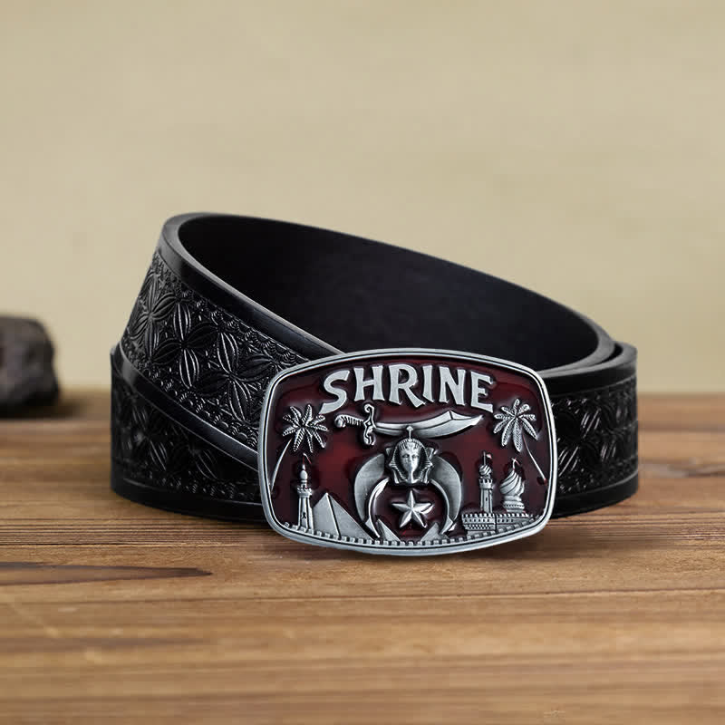 Ceinture en cuir émaillé pour homme, motif sanctuaire franc-maçon