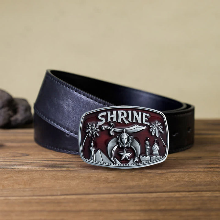 Ceinture en cuir émaillé pour homme, motif sanctuaire franc-maçon