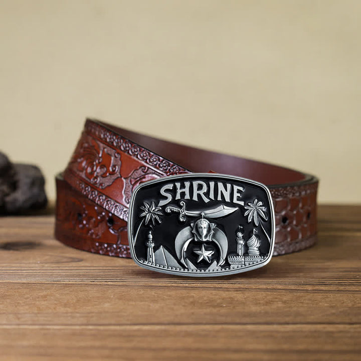 Ceinture en cuir émaillé pour homme, motif sanctuaire franc-maçon