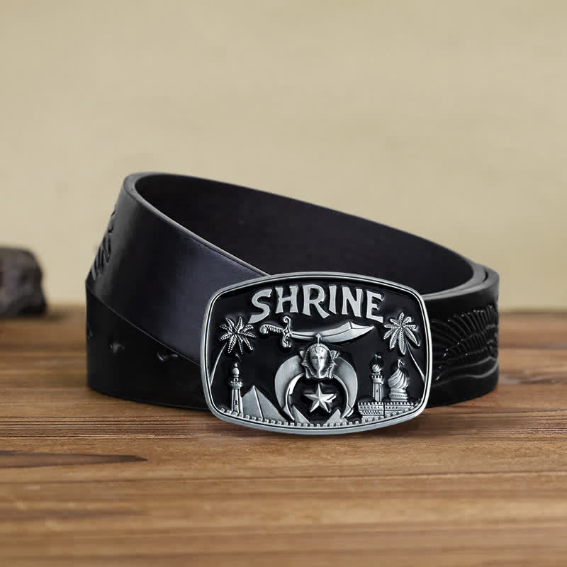 Ceinture en cuir émaillé pour homme, motif sanctuaire franc-maçon