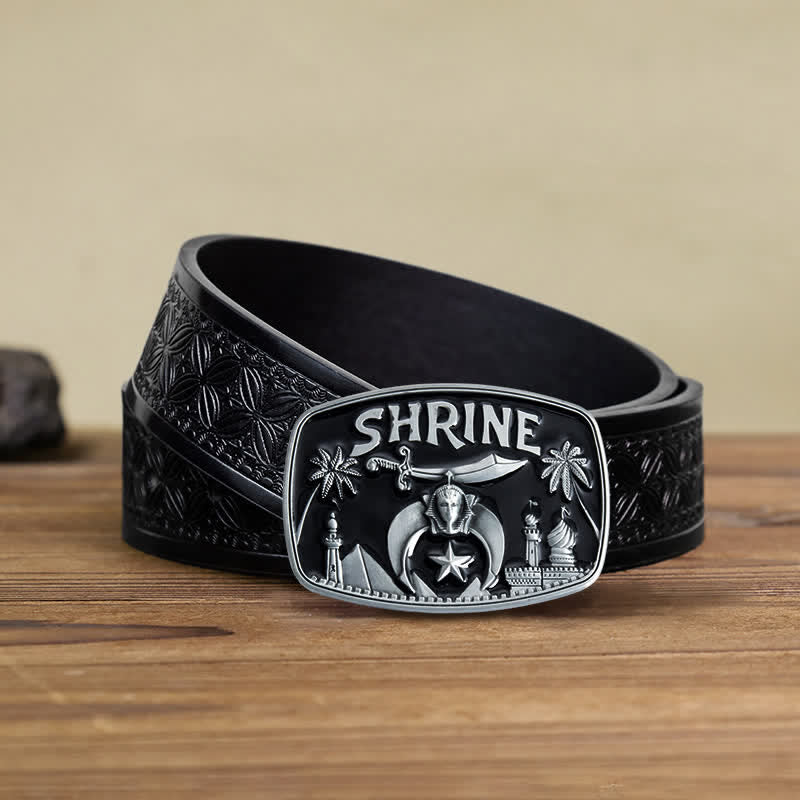 Ceinture en cuir émaillé pour homme, motif sanctuaire franc-maçon