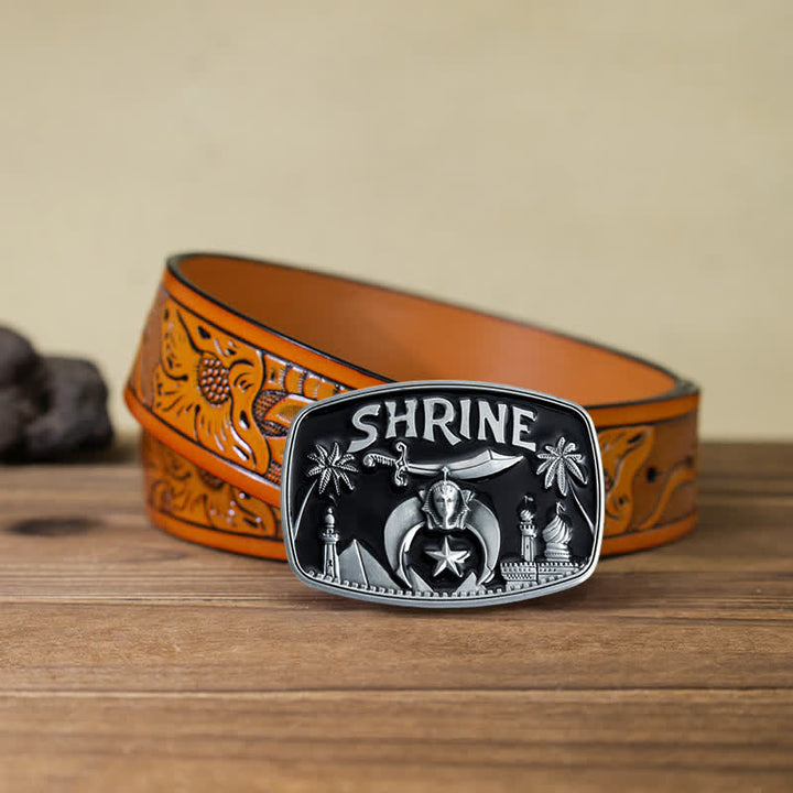 Ceinture en cuir émaillé pour homme, motif sanctuaire franc-maçon