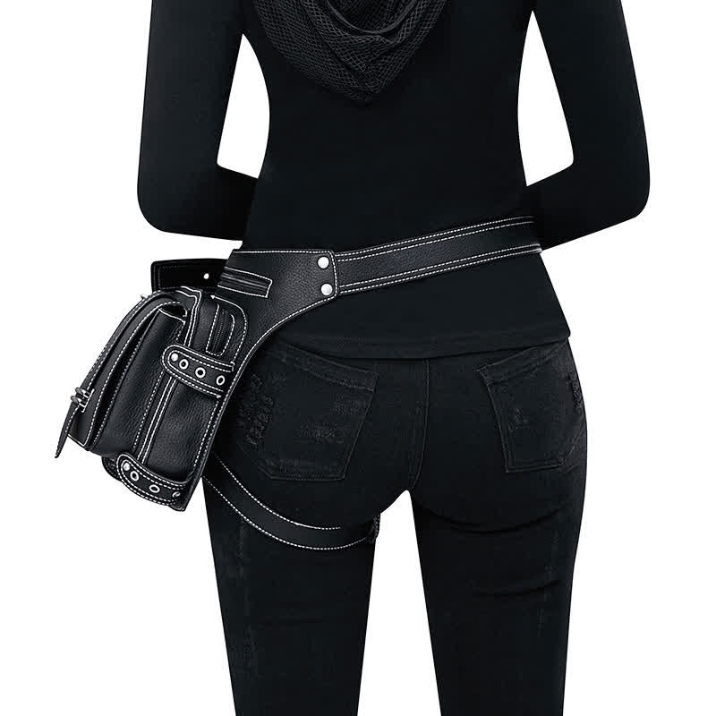 Sacoche de jambe à bandoulière style punk steampunk pour moto