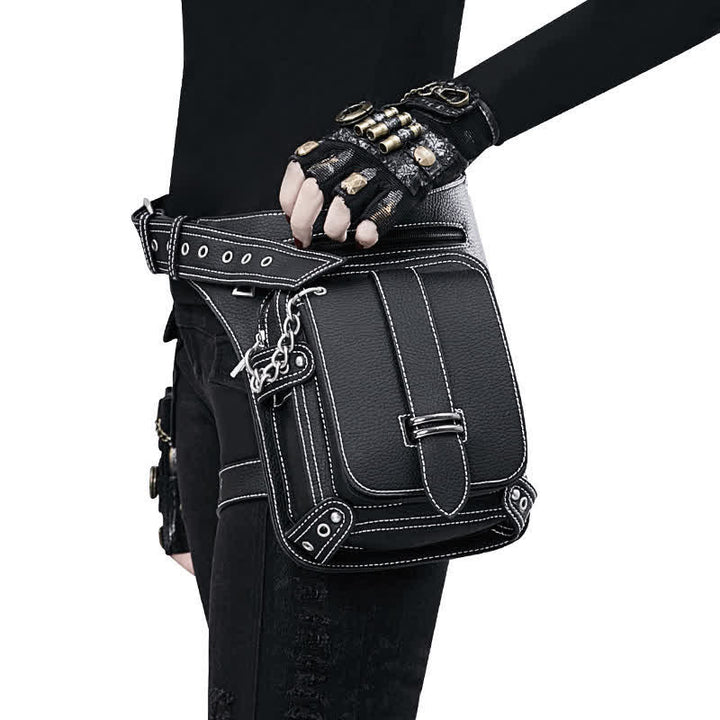 Sacoche de jambe à bandoulière style punk steampunk pour moto