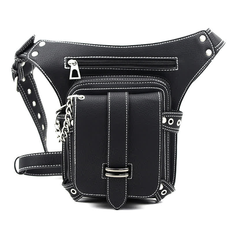 Sacoche de jambe à bandoulière style punk steampunk pour moto