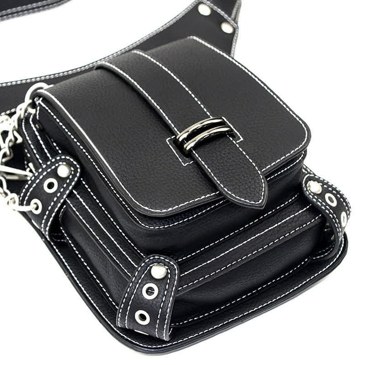 Sacoche de jambe à bandoulière style punk steampunk pour moto