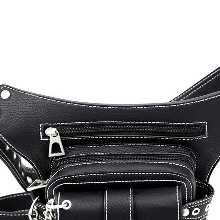 Sacoche de jambe à bandoulière style punk steampunk pour moto