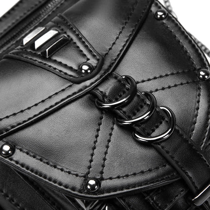 Sacoche de jambe de moto noire à rivets punk steampunk