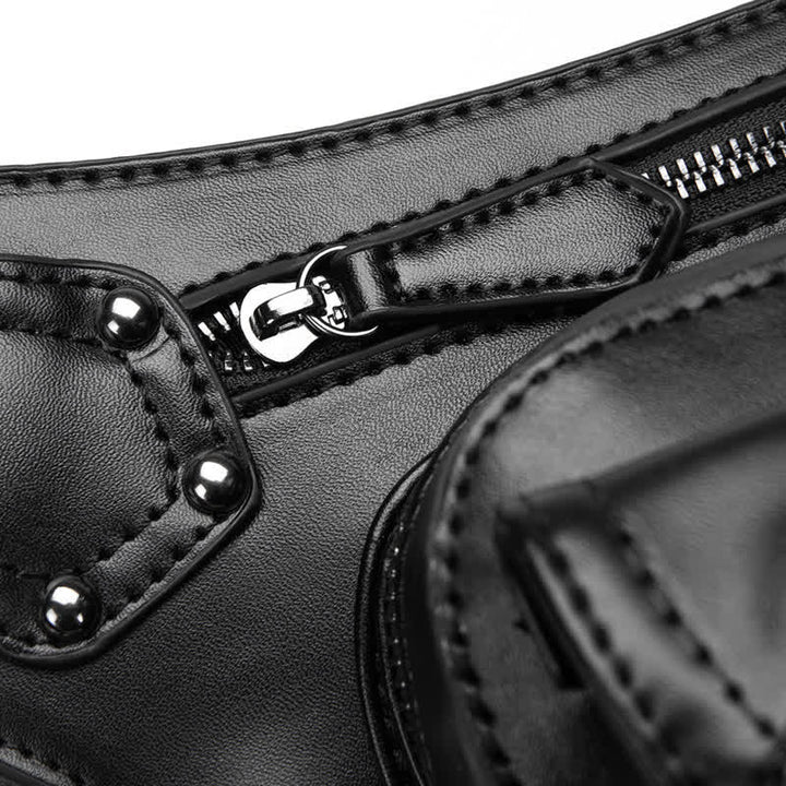 Sacoche de jambe de moto noire à rivets punk steampunk