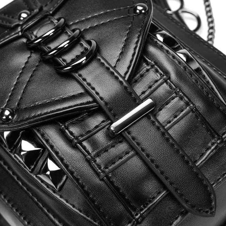 Sacoche de jambe de moto noire à rivets punk steampunk