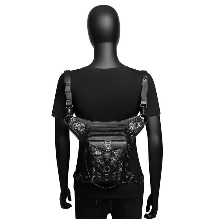 Sac à main Steampunk avec chaîne et décoration de tête de mort