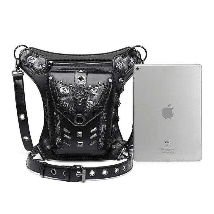 Sac à main Steampunk avec chaîne et décoration de tête de mort