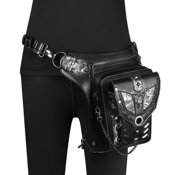 Sac à main Steampunk avec chaîne et décoration de tête de mort