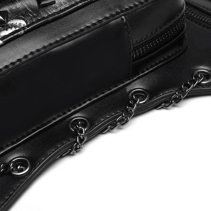 Sac à main Steampunk avec chaîne et décoration de tête de mort