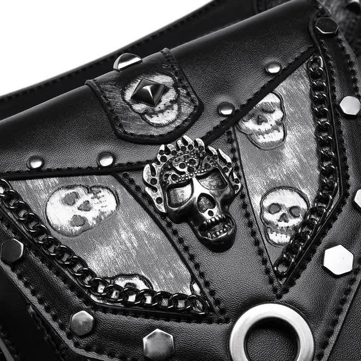 Sac à main Steampunk avec chaîne et décoration de tête de mort