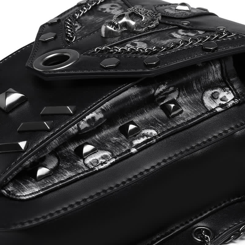 Sac à main Steampunk avec chaîne et décoration de tête de mort