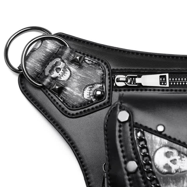 Sac à main Steampunk avec chaîne et décoration de tête de mort