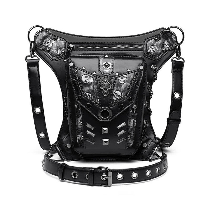 Sac à main Steampunk avec chaîne et décoration de tête de mort