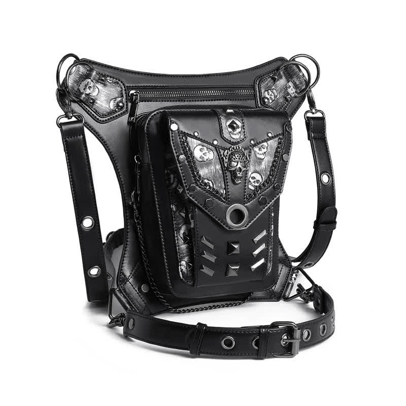 Sac à main Steampunk avec chaîne et décoration de tête de mort