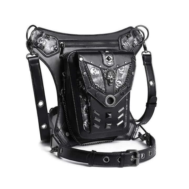 Sac à main Steampunk avec chaîne et décoration de tête de mort