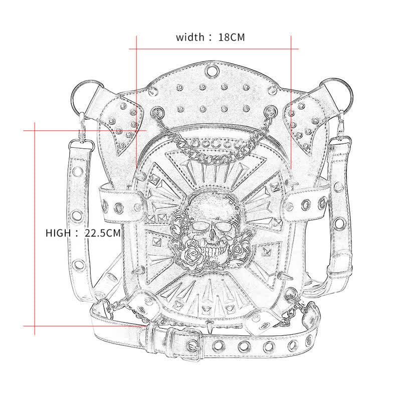 Sac à bandoulière convertible avec motif tête de mort