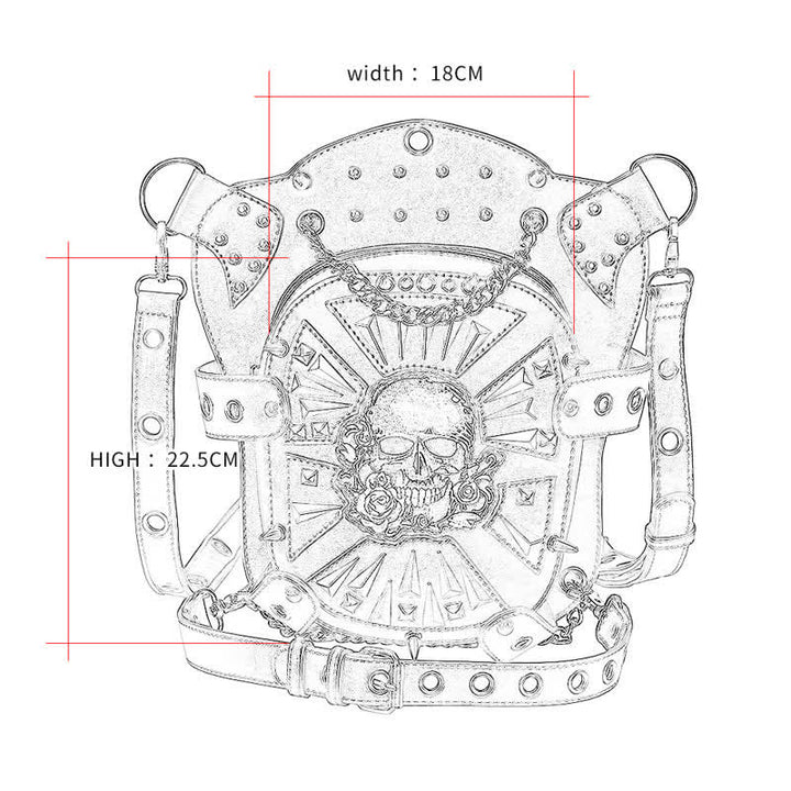 Sac à bandoulière convertible avec motif tête de mort