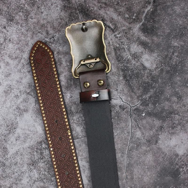 Ceinture en cuir pour homme avec pierres turquoises de style western