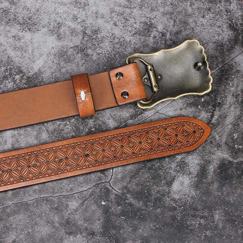 Ceinture en cuir pour homme avec pierres turquoises de style western