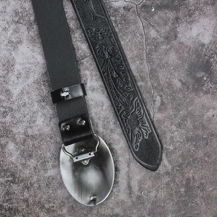 Ceinture en cuir pour homme avec pierre turquoise et motif bohème vintage