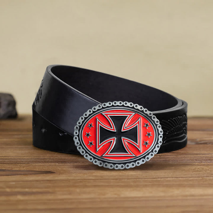 Ceinture en cuir à boucle croisée pour moto pour homme