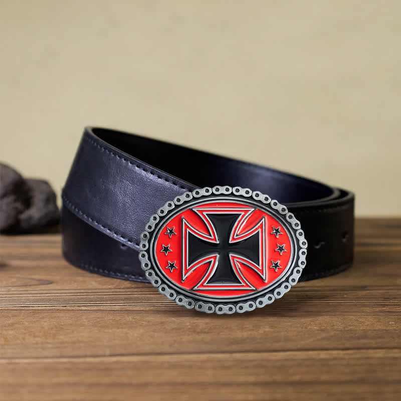 Ceinture en cuir à boucle croisée pour moto pour homme