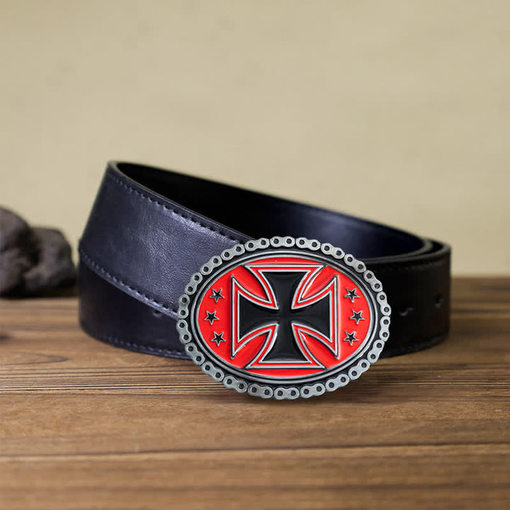Ceinture en cuir à boucle croisée pour moto pour homme