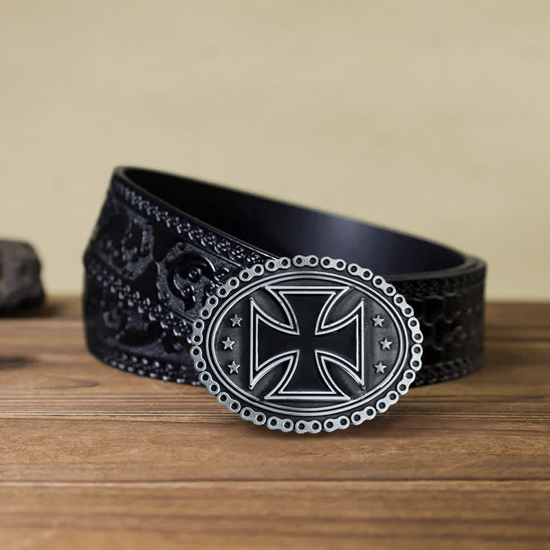 Ceinture en cuir à boucle croisée pour moto pour homme