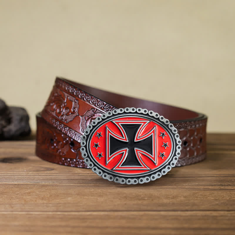 Ceinture en cuir à boucle croisée pour moto pour homme
